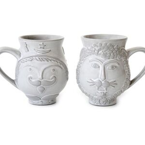 Jonathan Adler Gray Ceramic Character Mugs
